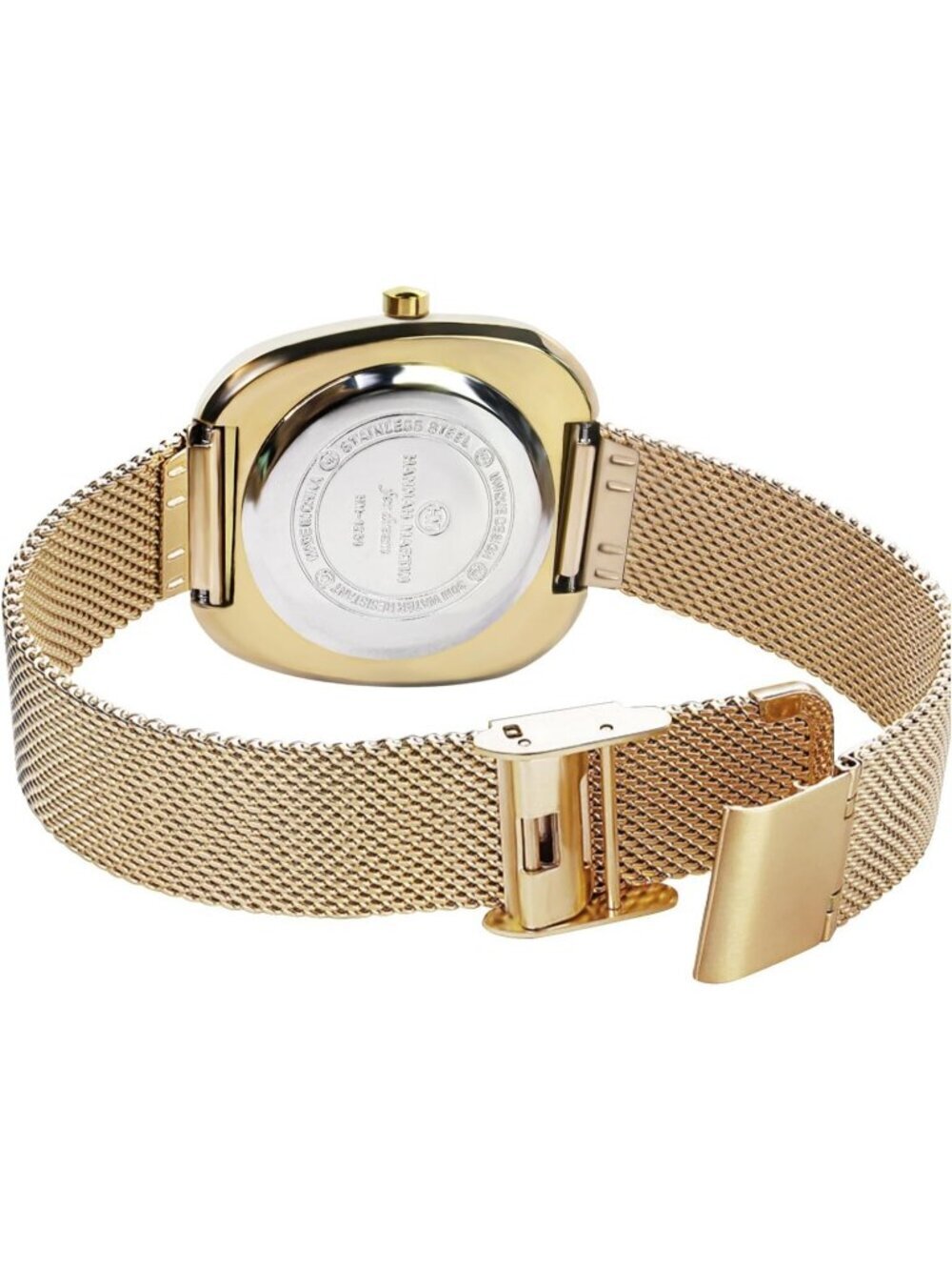 Women's Gold Analog Quartz Mash Stainless Steel Vintage Rectangular Luxury Watch - Picture 3 of 6